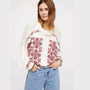 NEW Free People Cross Stitch Embroidered T…